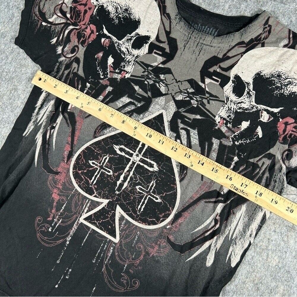 Nobility Shirt Men Medium Black Y2K Cybergoth Affliction AOP Skull Rare Emo Punk - Picture 7 of 9